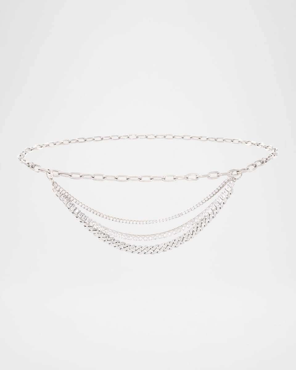 Triple Chain & Crystal Skinny Belt